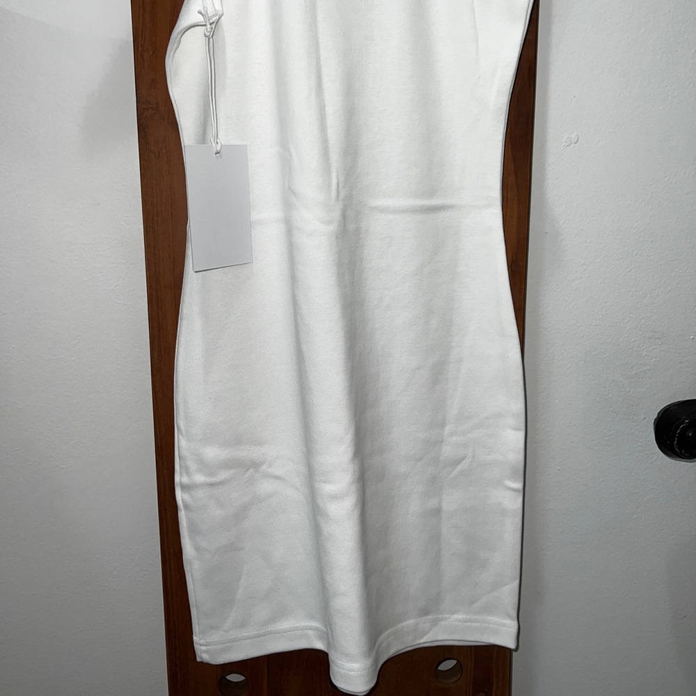 Helsa Heavy Rib Double Halter Dress in White - Picture 13 of 14